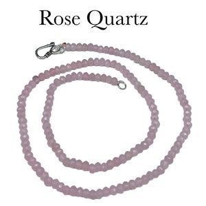 4mm Rose Quartz Crystal Beaded Necklace Beads Gemstone Stone 18” Light Pink